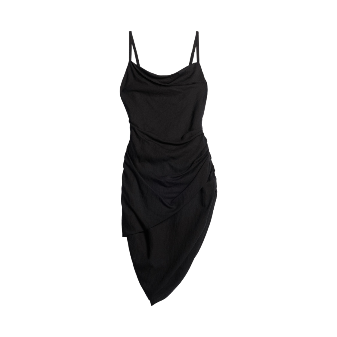 (W) 자크뮈스 라 로브 사우다드 어시메트릭 드레이프 미니 드레스 블랙((W) Jacquemus La Robe Saudade Asymmetric Draped Mini Dress Black) - 1