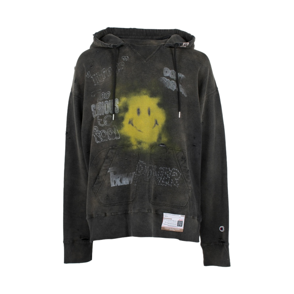 메종 미하라 야스히로 디스트레스 후드 블랙(Maison Mihara Yasuhiro Distressed Hoodie Black) - 1