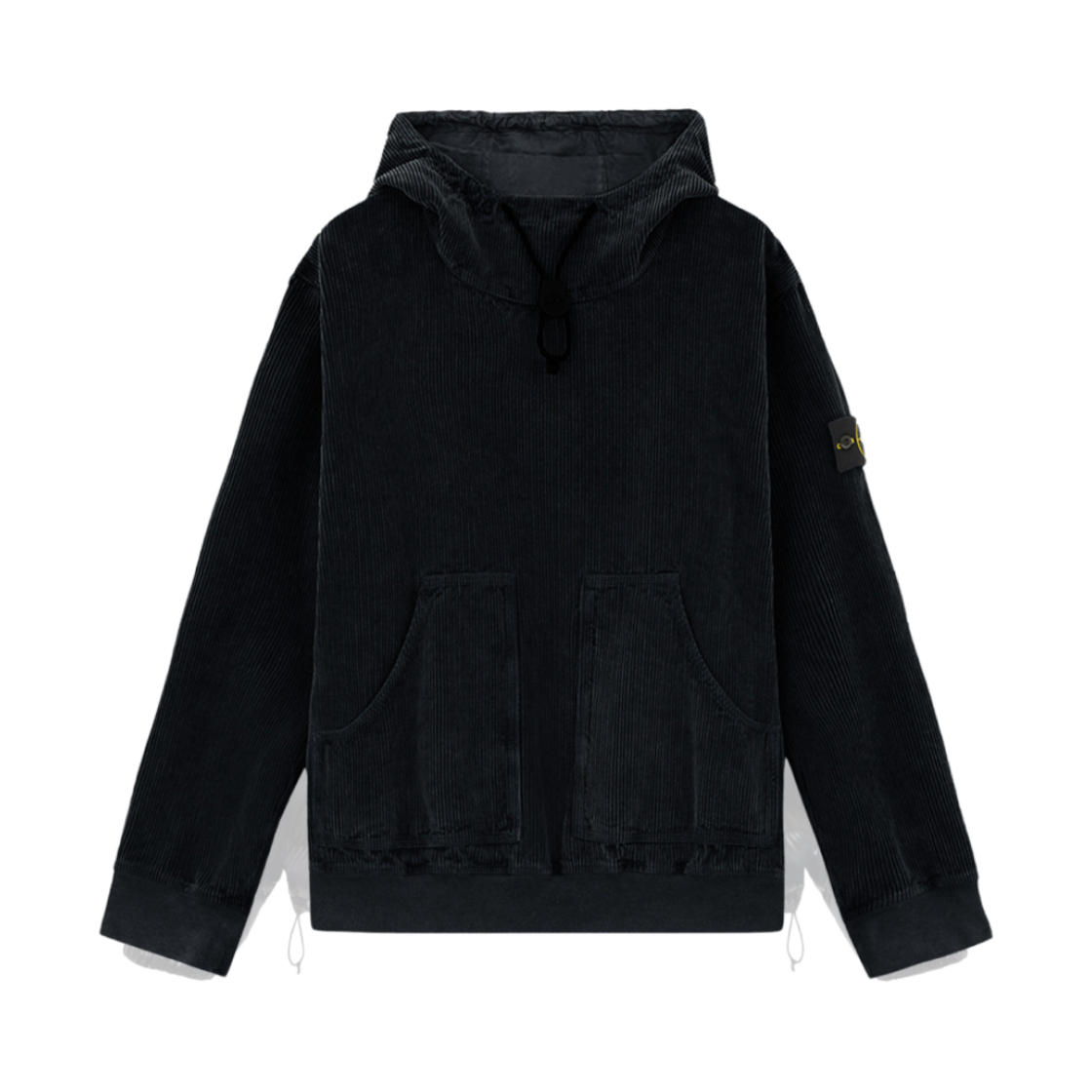 811512106-V0029 Stone Island 12106 Organic Cotton Corduroy 800 Frost Finish Loose Fit Hooded Overshirt Black - 24FW