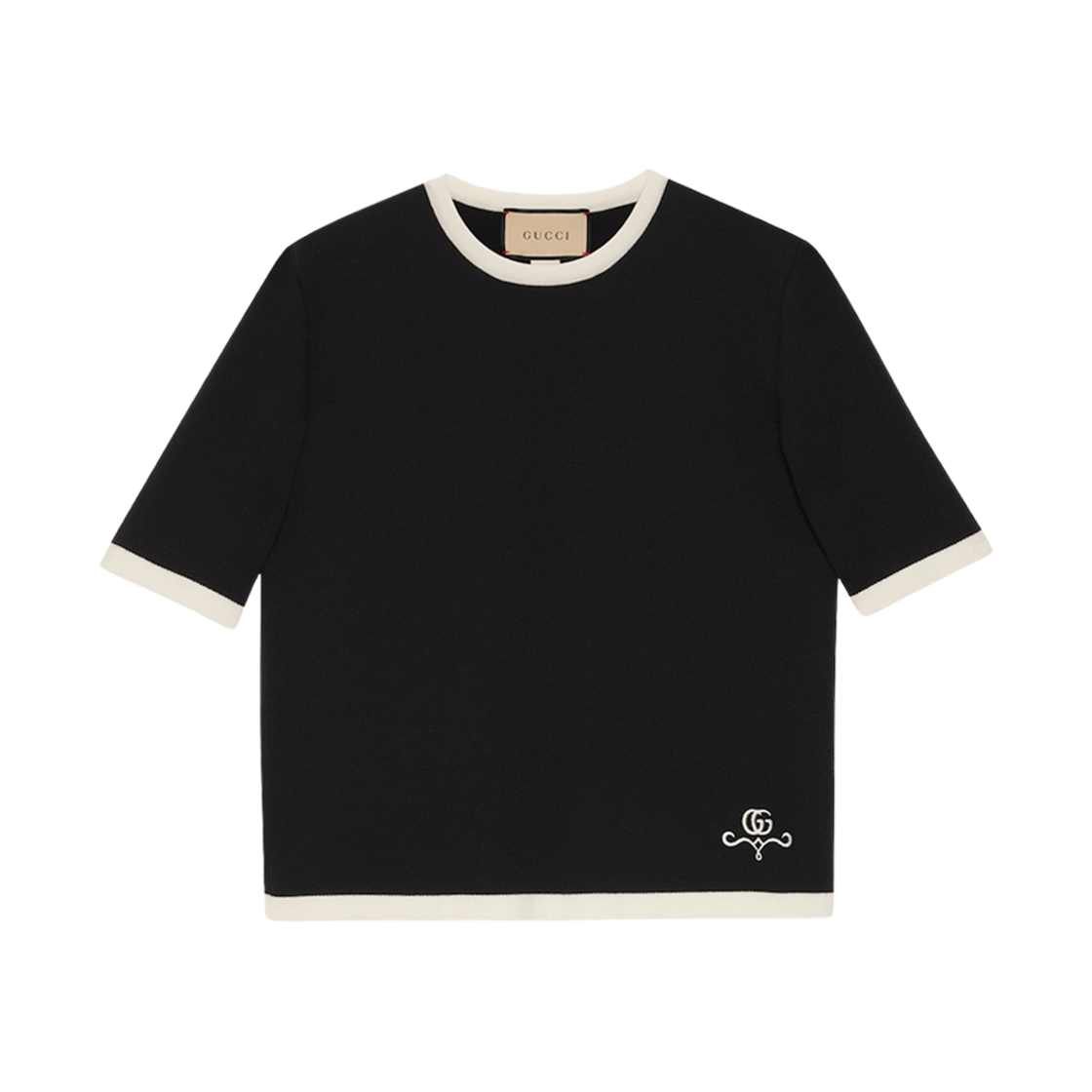 (W) 구찌 울 GG 피케 자카드 탑 블랙((W) Gucci Wool GG Piquet Jacquard Top Black) - 1