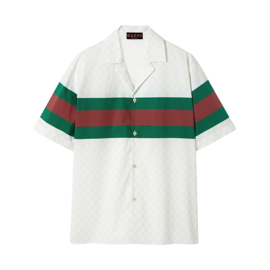 791771-ZAQ0R-9669 Gucci GG Cotton Shirt with Web White GG Cotton