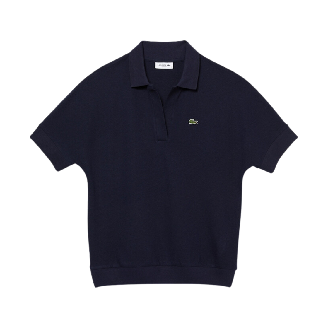 (W) 라코스테 릴렉스드 핏 헤리티지 폴로 셔츠 네이비 블루((W) Lacoste Relaxed Fit Heritage Polo Shirt Navy Blue) - 1