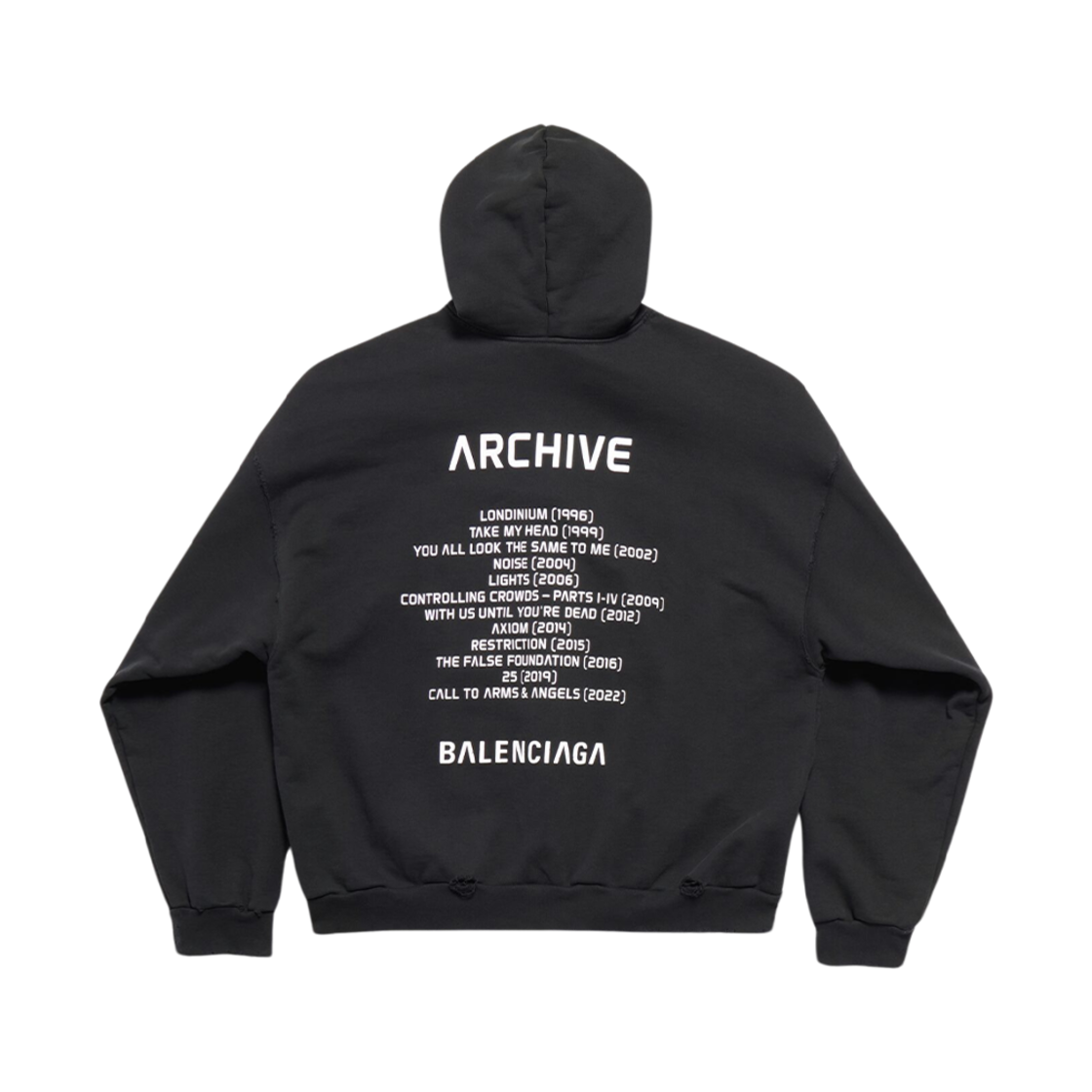 발렌시아가 뮤직 아카이브 시리즈 커넥티드 집업 후드 미디움 핏 블랙 화이트(Balenciaga Music Archive Series Connected Zip Up Hoodie Medium Fit Black White) - 2