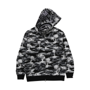 BAPE Palm Tree Camo Relaxed Fit Shark Full Zip Hoodie Black