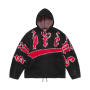 Supreme Accent Brushed Zip Up Hooded Sweater Black - 24FW