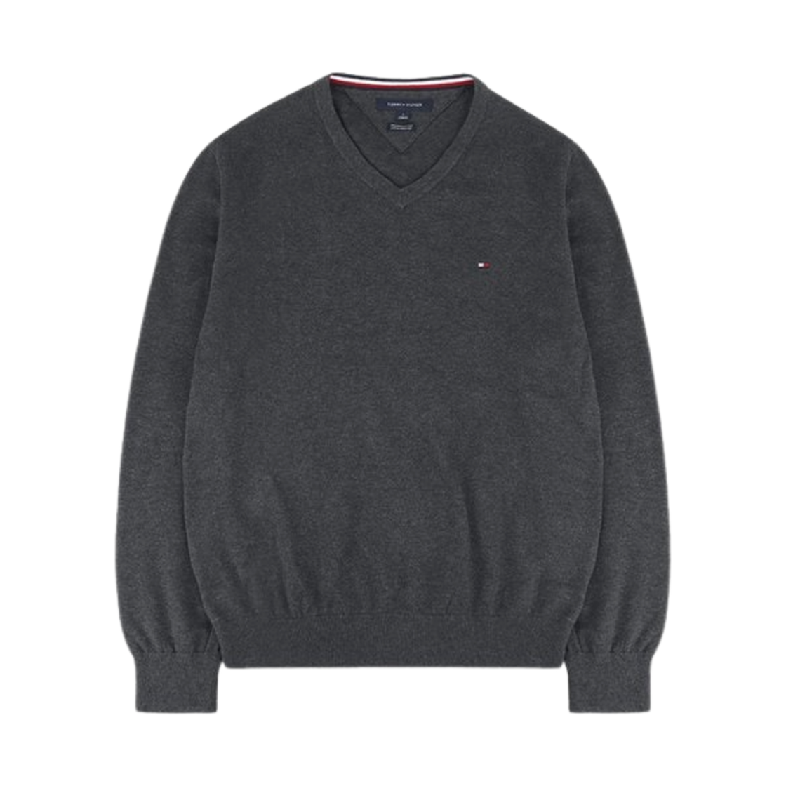 7868327030 Tommy Hilfiger Signature Solid V-Neck Sweater Grey Heather