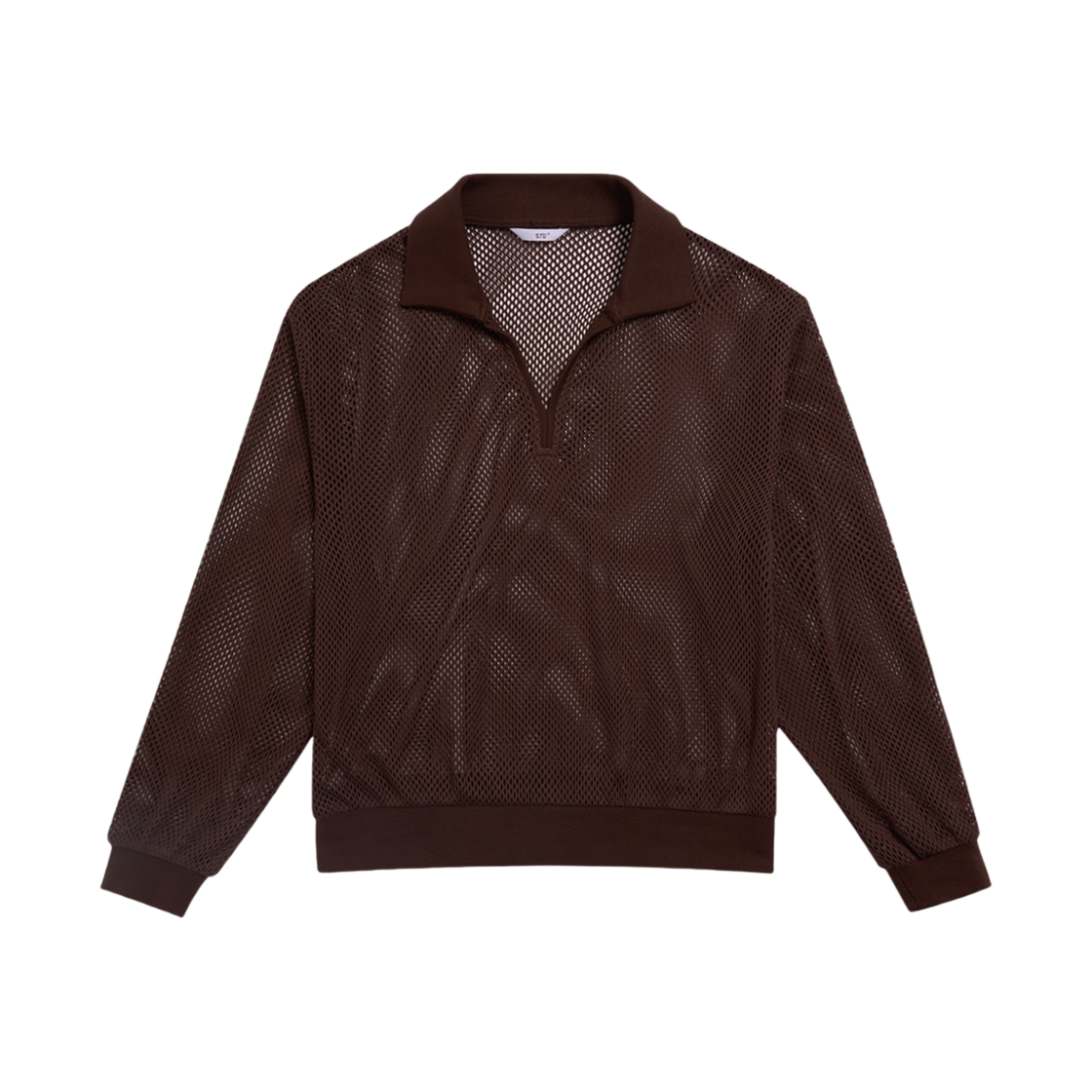 2502MLTBR STU Net V-neck Collar Knit Brown