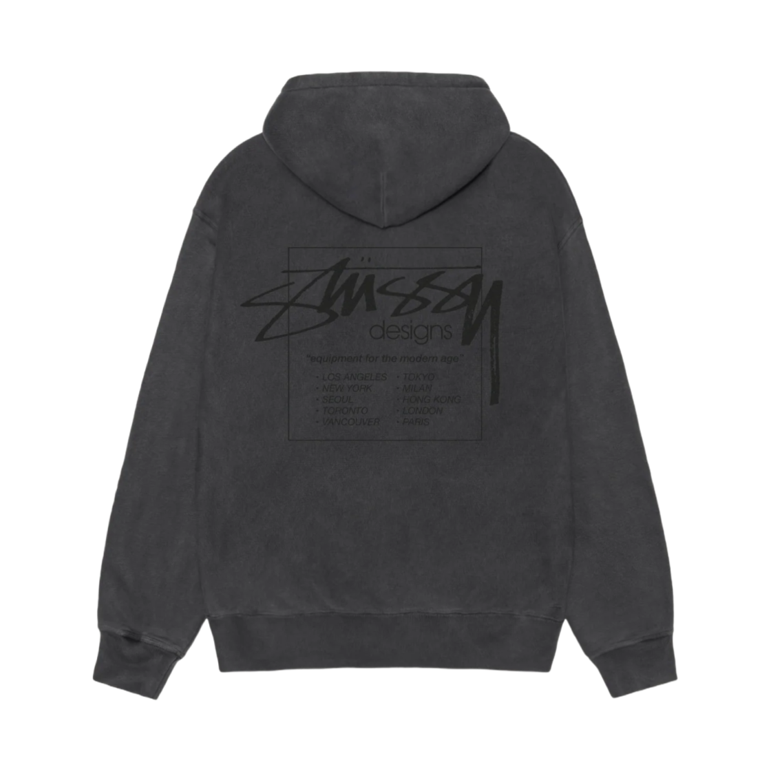 1925079 Stussy Modern Age Pigment Dyed Hoodie Black