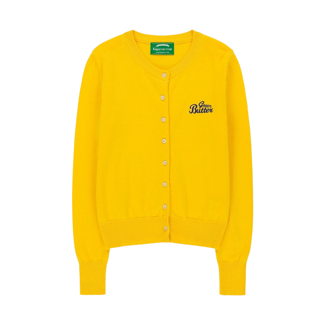 그린버터 우먼 워셔블 코튼 가디건 옐로우(Greenbutter Women Washable Cotton Cardigan Yellow) - 1