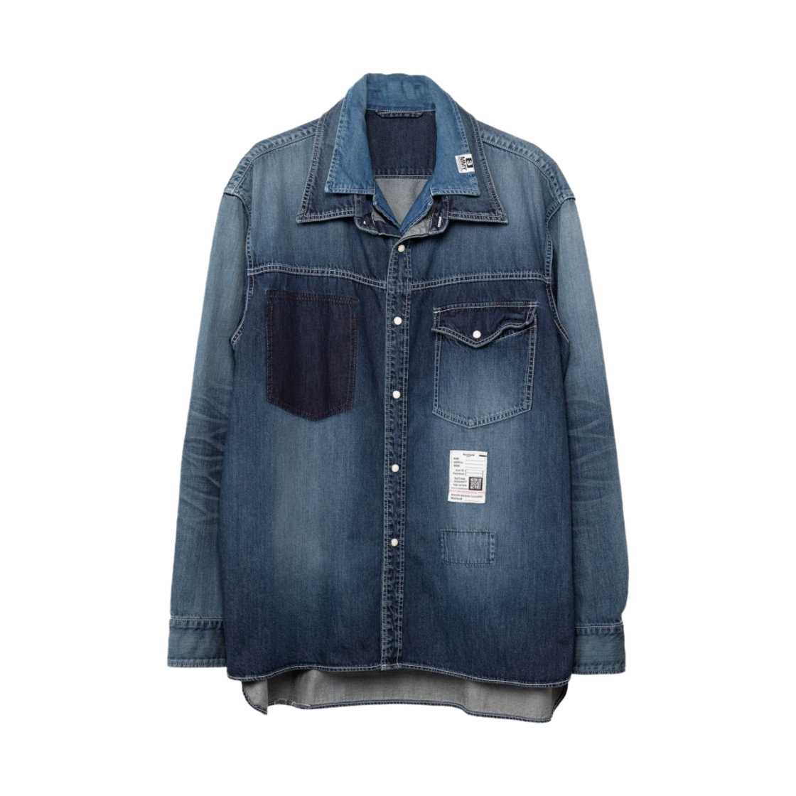 메종 미하라 야스히로 더블 레이어드 데님 셔츠 인디고(Maison Mihara Yasuhiro Double Layered Denim Shirt Indigo) - 1