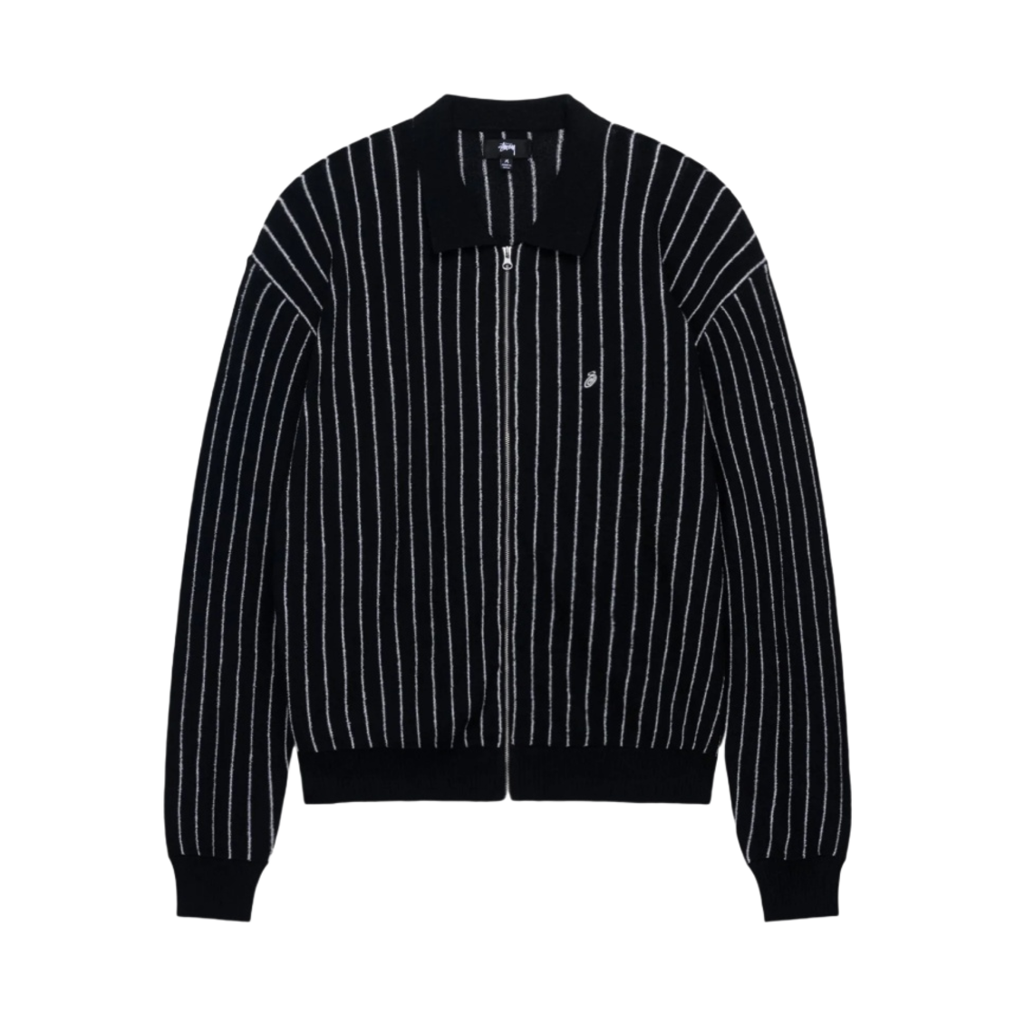 스투시 라이트웨이트 롱슬리브 집 폴로 블랙 스트라이프