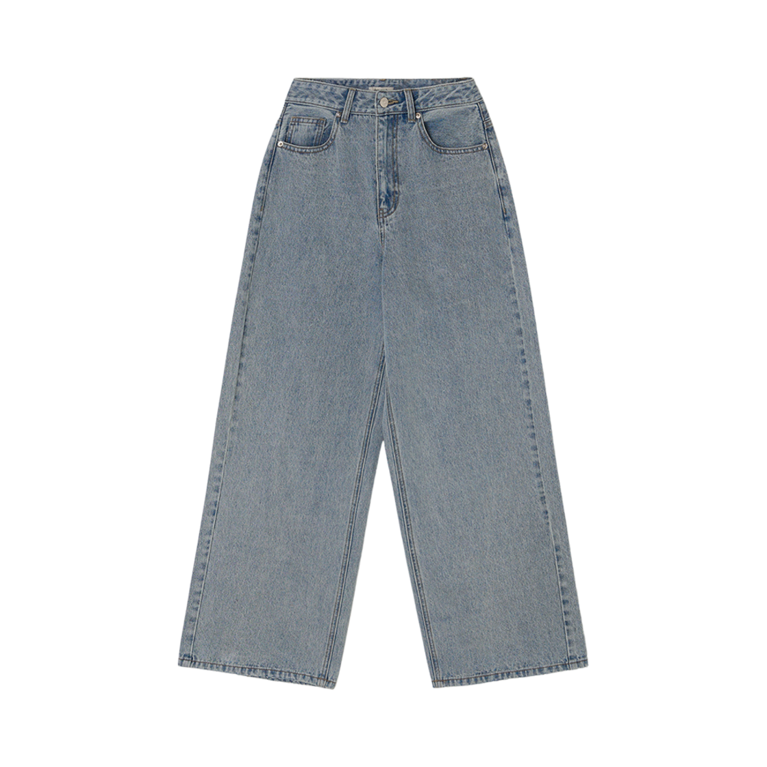 - (W) Aviemuah Raw Edge Section Wide Jeans Light Blue