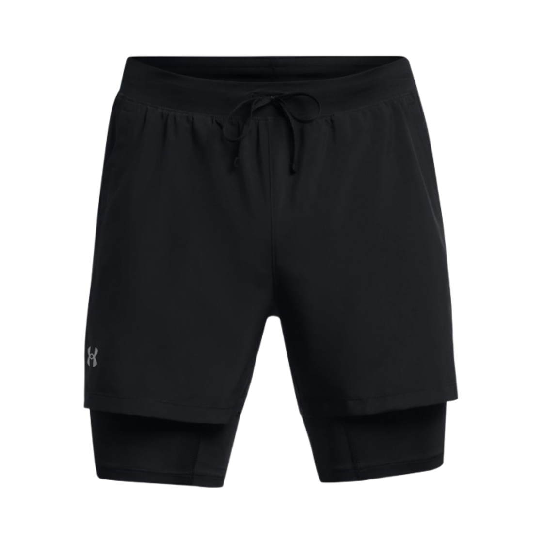 언더아머 투인원 5인치 쇼츠 블랙 리플렉티브(Under Armour Launch 2-in-1 5 Inch Shorts Black Reflective)