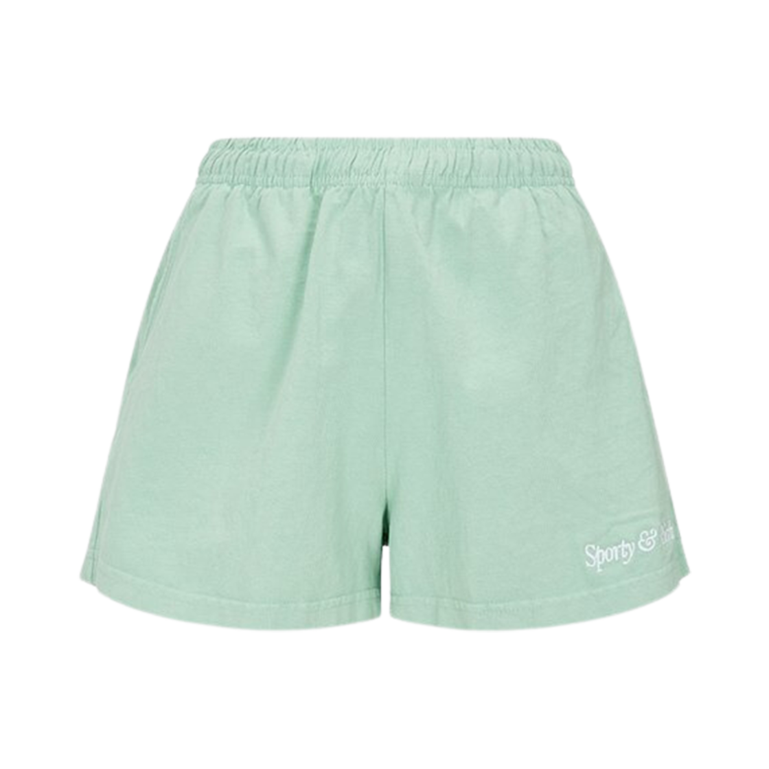 스포티 앤 리치 이탈릭 로고 자수 디스코 쇼츠 제이드 화이트(Sporty & Rich Italic Logo Embroidered Disco Shorts Jade White)