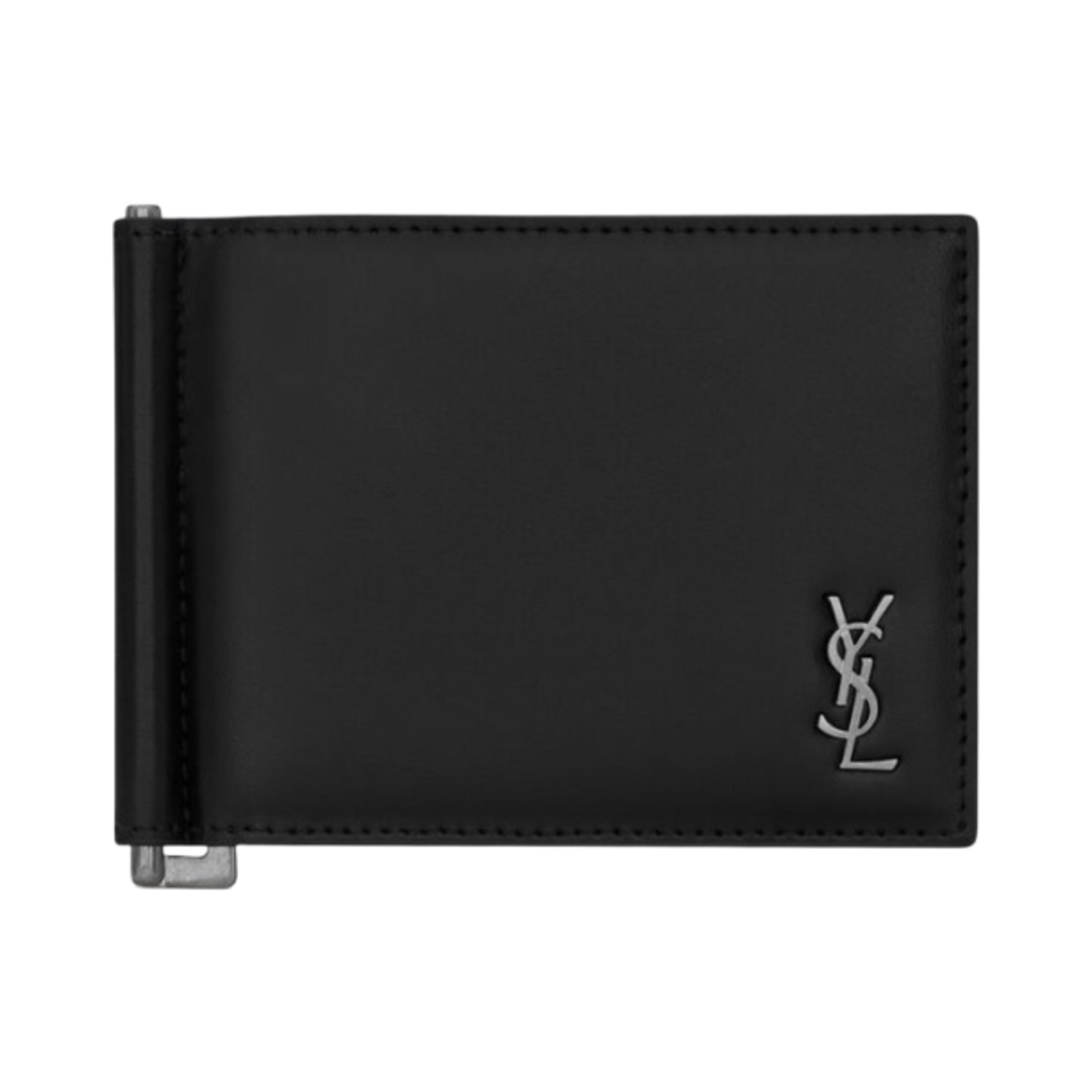 생로랑 실버 미니 모노그램 빌 클립 가죽 지갑 블랙(Saint Laurent Silver Mini Monogram Bill Clip Wallet Black) - 1