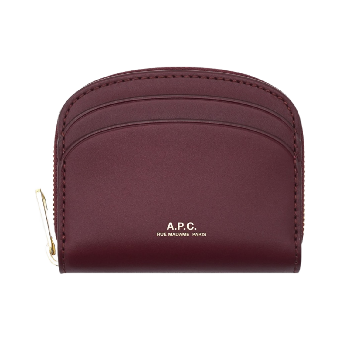 PXAWV-F63437-GAE A.P.C. Demi-Lune Mini Compact Wallet Burgundy