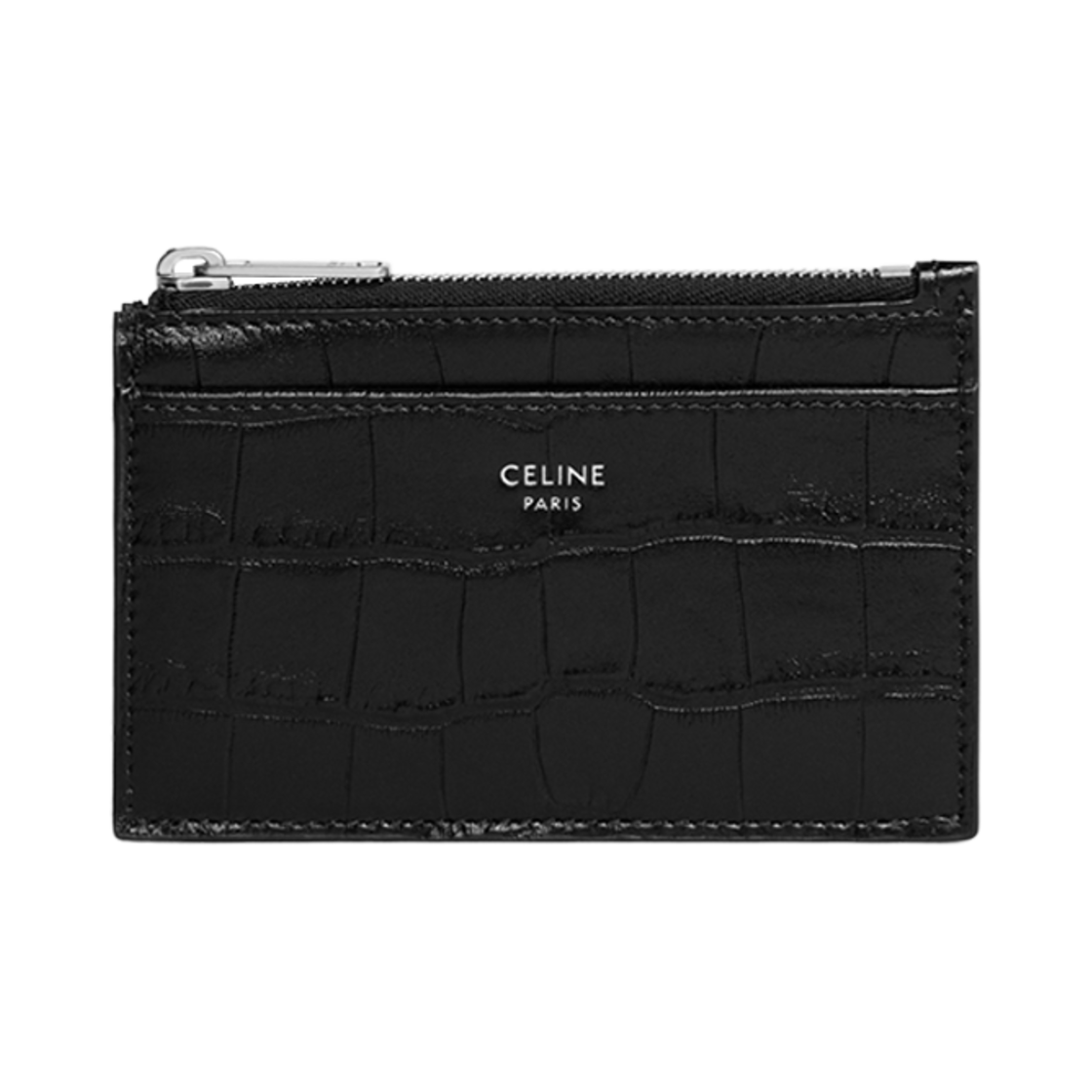 셀린느 지퍼 카드 홀더 크로커다일 엠보스 카프스킨 블랙(Celine Zipped Card Holder in Crocodile Embossed Calfskin Black) - 1