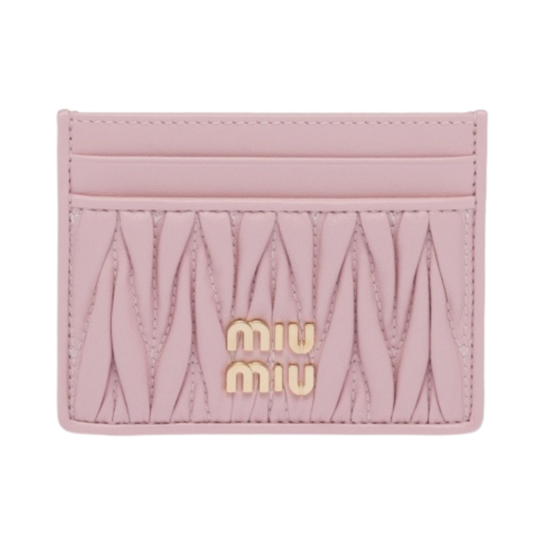 5MC076-2FPP-F0E18/5MC076-AFPP-F0E18 Miu Miu Matelasse Nappa Leather Card Holder Alabaster Pink