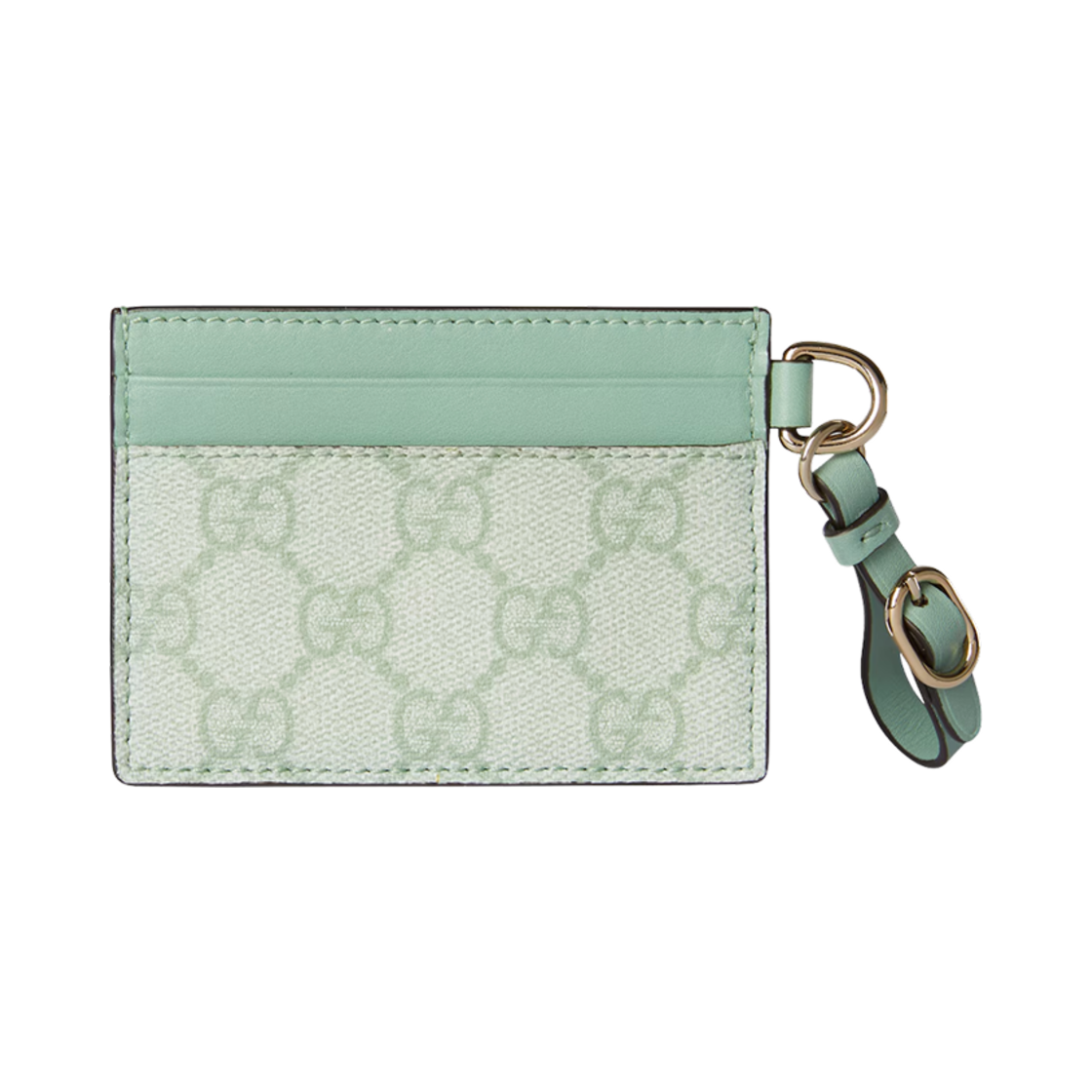 구찌 GG 엠블럼 카드 케이스 스트랩 세이지 그린(Gucci GG Emblem Card Case with Strap Sage Green) - 2