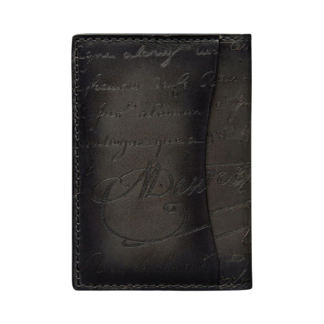 벨루티 자구아 스크리토 레더 카드 홀더 네로 그리지오(Berluti Jagua Scritto Leather Card Holder Nero Grigio) - 3