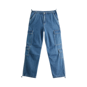 Zara Utility Cargo Jeans Medium Blue