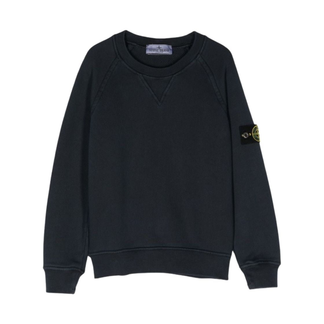 791662141-V0120 (Kids) Stone Island 62141 Garment Dyed Old Effect Diagonal Cotton Fleece Crewneck Sweatshirt Navy Blue - 23FW
