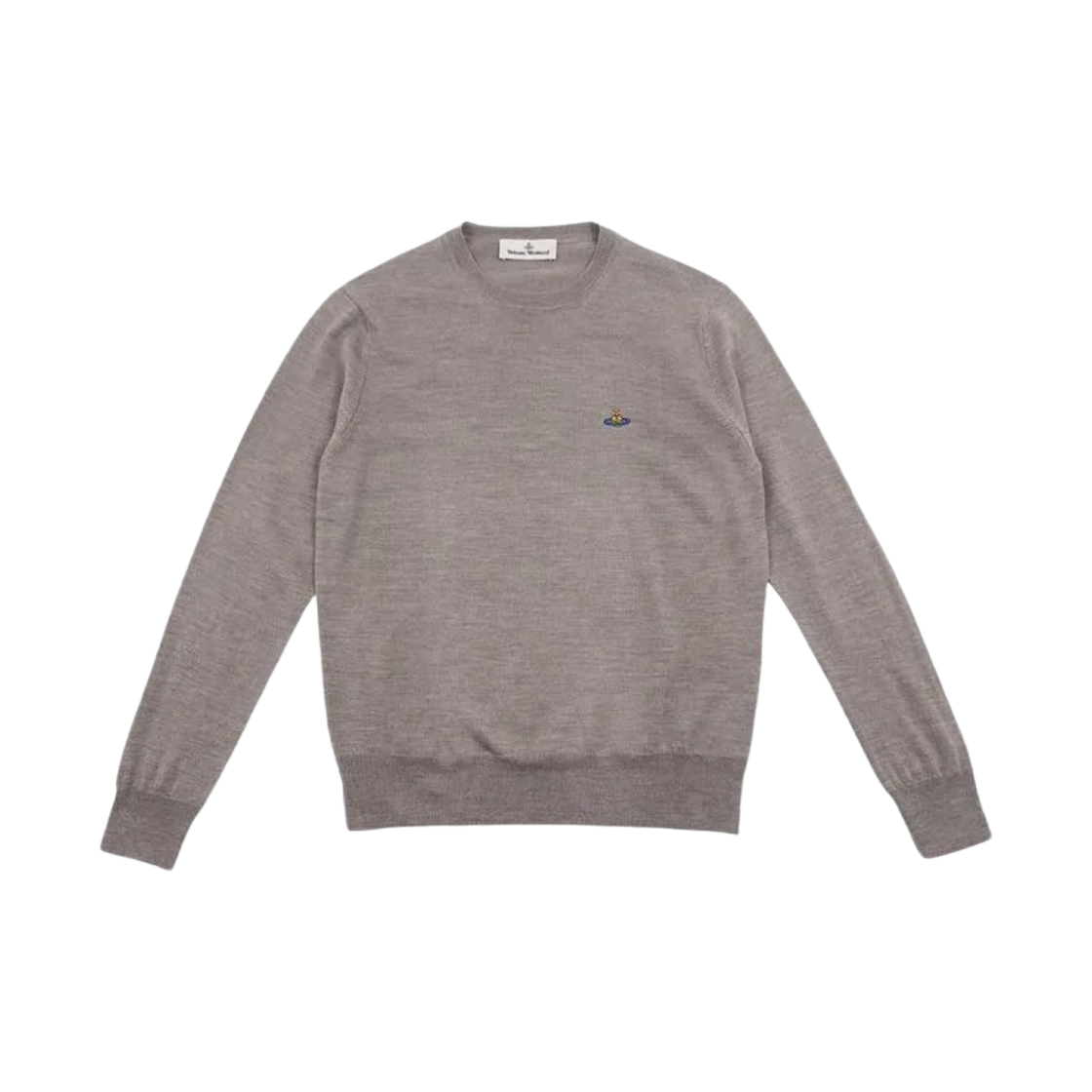 2701000O-Y0006-P407 Vivienne Westwood Orb Embroidery Cotton Cashmere Round Neck Knit Stone