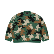 AJOBYAJO Teddy Bear Camouflage Knit Sweater Khaki