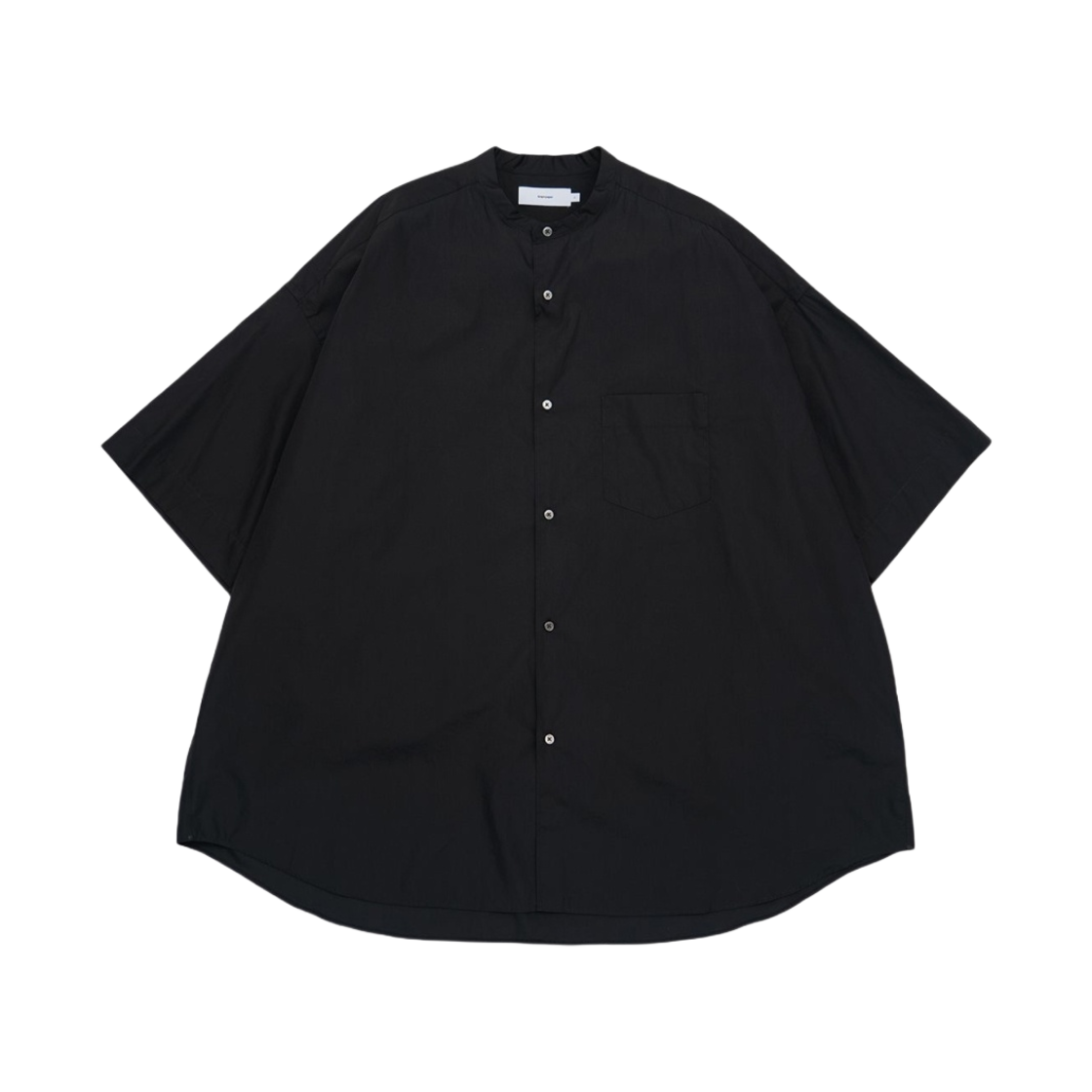 그라프페이퍼 브로드 숏슬리브 오버사이즈 밴드 칼라 셔츠 블랙(Graphpaper Broad S/S Oversized Band Collar Shirt Black)
