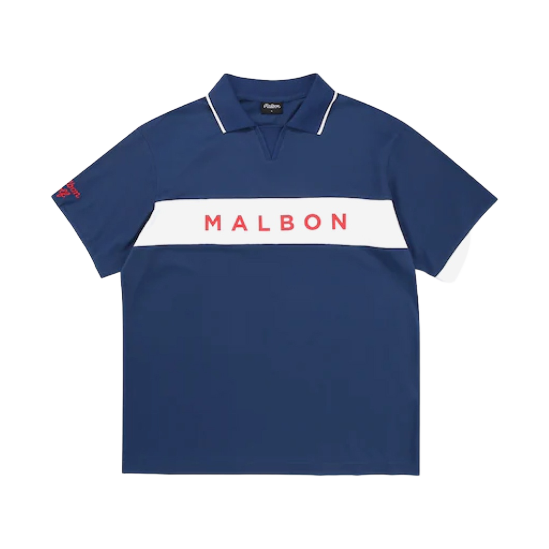 말본 골프 블록 티셔츠 블루(Malbon Golf Blocked T-Shirt Blue) - 1