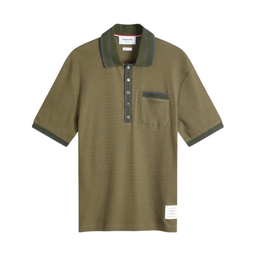 Thom Browne Textured Tipped Polo Dark Green