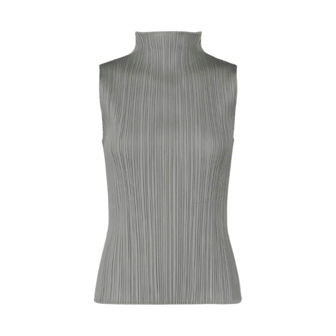 JK102-12 (W) Pleats Please Issey Miyake Basics High-Neck Vest Top Gray