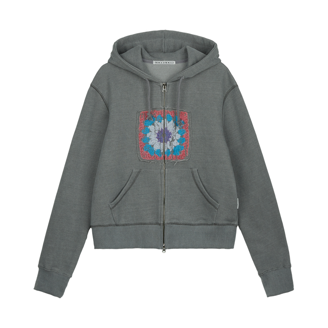 R4AZ011CHOS ROCCI ROCCI Crochet 2way Hoodie Zipup Charcoal