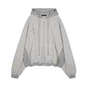 Project G/R Inside Out Unbalanced Zip Hoodie Melange Grey