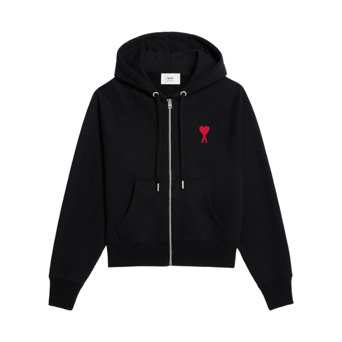 아미 스몰 하트 로고 후드 집업 블랙(AMI de Coeur Zipped Hoodie Black)