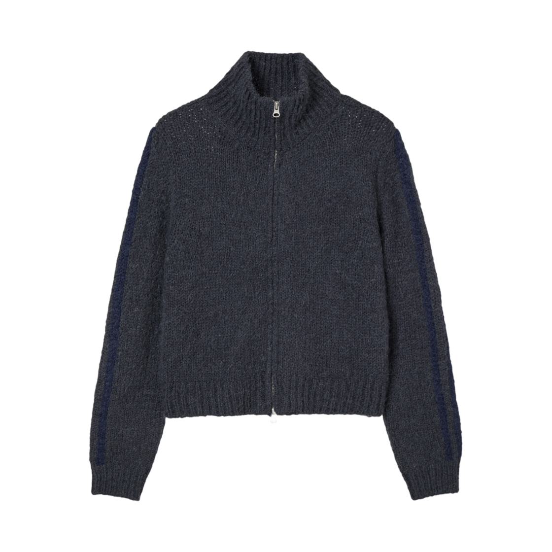 (W) 에이에이 하프넥 니트 집업 차콜((W) Aeae Half Neck Knit Zip-Up Charcoal)