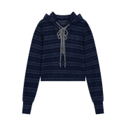Puree Double String Piercing Hoodie Navy