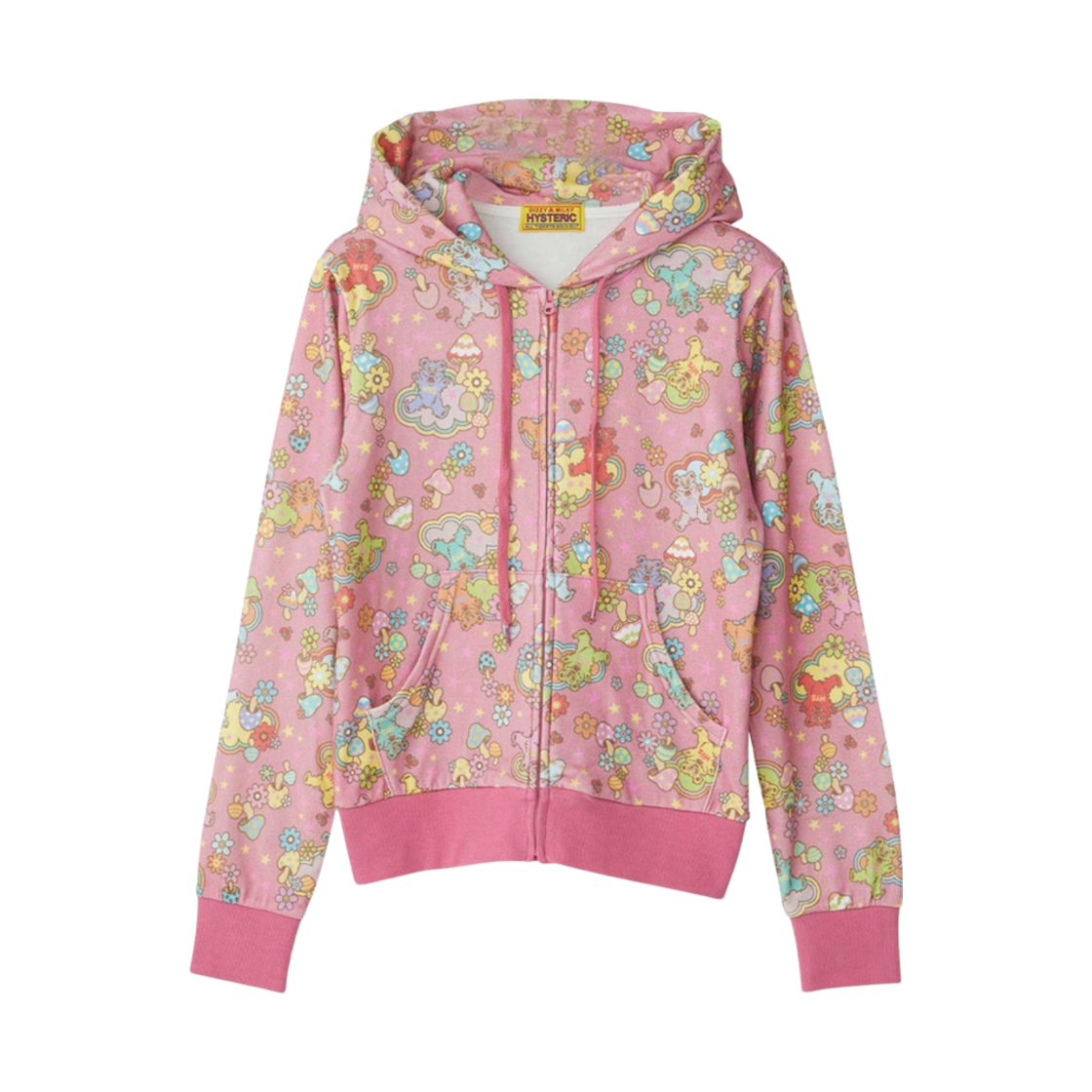 ヒステリックグラマー FIRE BEAR DREAM柄 ショート丈パーカー