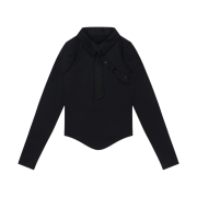 Kyo Diagonal Necktie Collar Tee Black