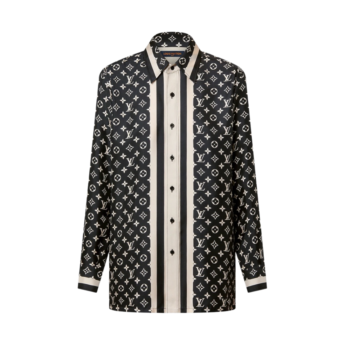 (W) 루이비통 스트라이프 악센트 모노그램 파자마 셔츠 네이비((W) Louis Vuitton Stripe Accent Monogram Pajama Shirt Navy) - 1