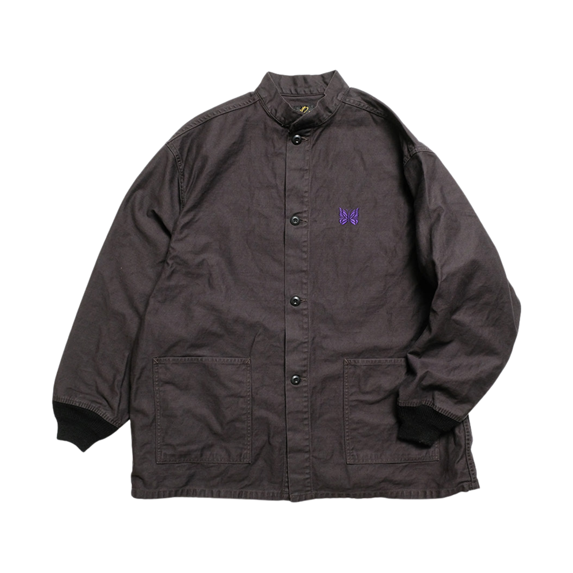 니들스 스탠드 칼라 아미 셔츠 백 사틴 블랙(Needles Stand Collar Army Shirt Back Sateen Black)