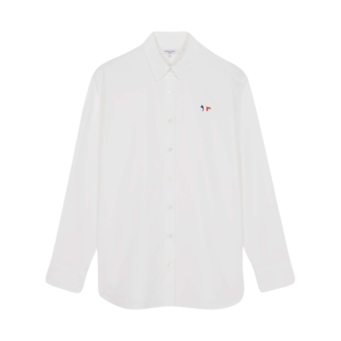 (W) 메종 키츠네 트라이컬러 폭스 패치 클래식 셔츠 화이트((W) Maison Kitsune Tricolor Fox Patch Classic Shirt White) - 1