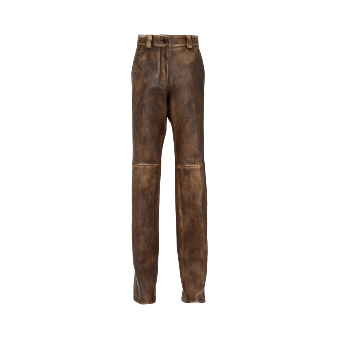 (W) 미우 미우 나파 가죽 팬츠 아이보리 코코아 브라운((W) Miu Miu Nappa Leather Pants Ivory Cocoa Brown) - 1