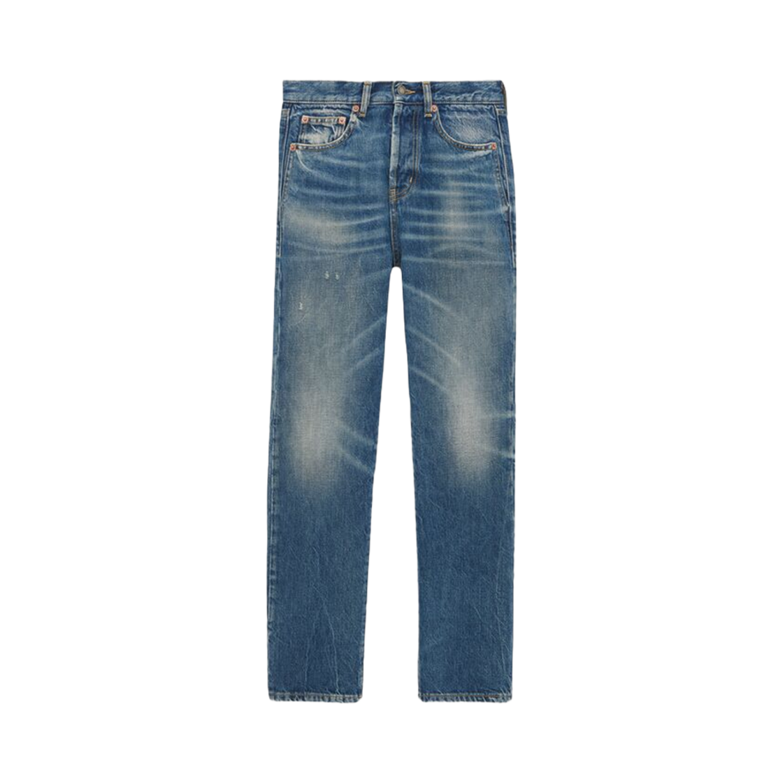 739003-YV970-5017 (W) Saint Laurent Authentic Slim-Fit Jeans in Denim Deauville Beach Blue