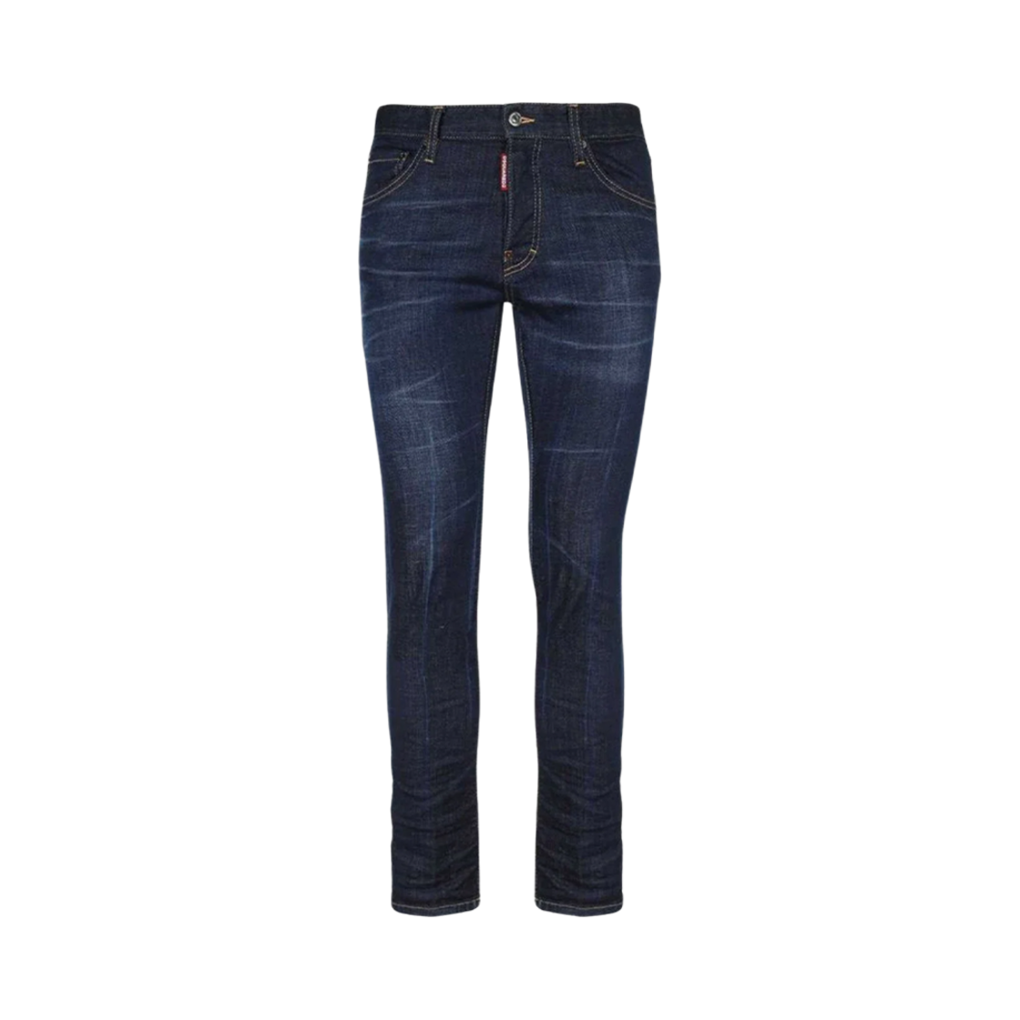 디스퀘어드2 D2 메이플 옐로우 데님 패치 캣 워싱 진 블루(Dsquared2 D2 Maple Yellow Denim Patch Cat Washing Jeans Blue)