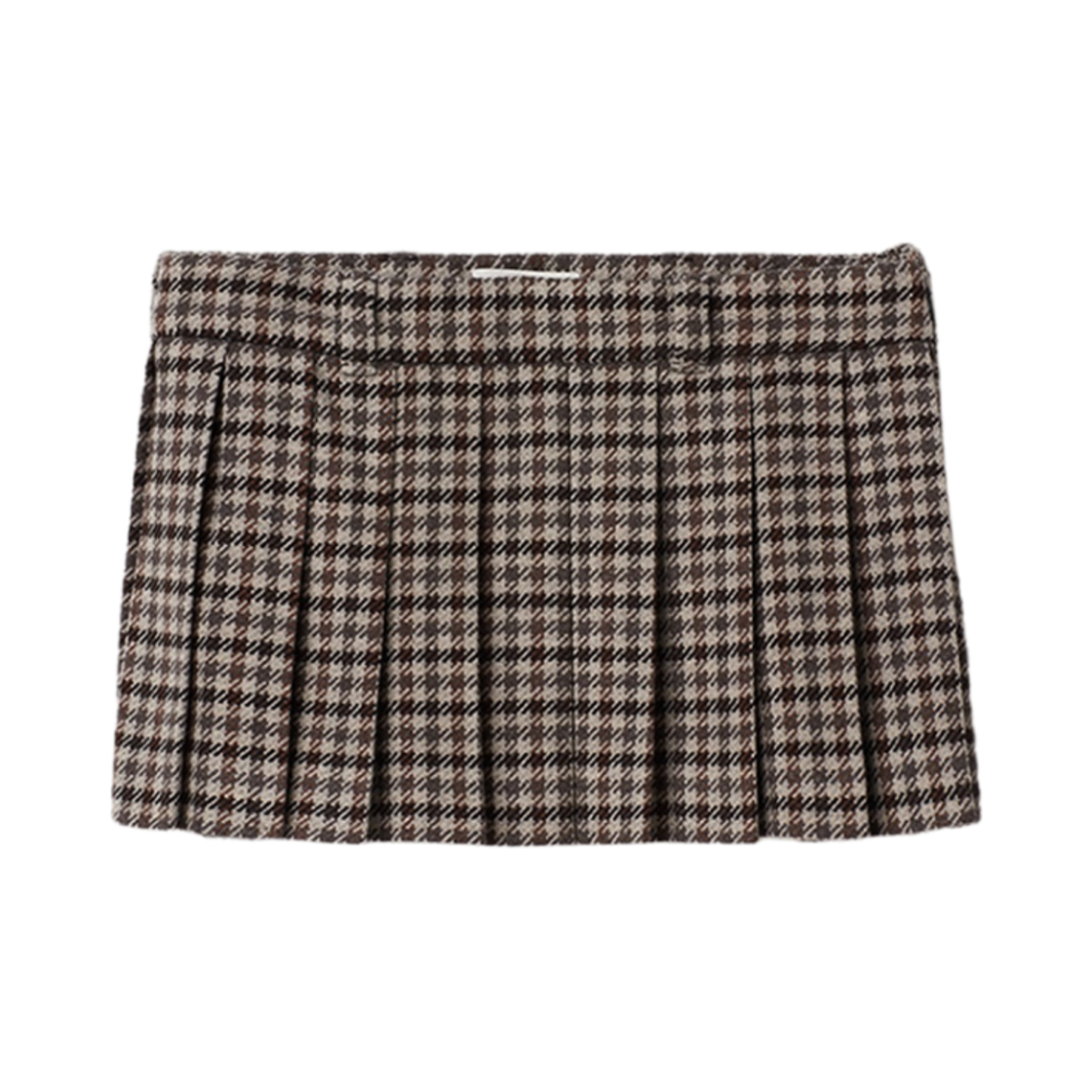 (W) 미우 미우 하운즈투스 체크 스커트 샌드 토바코((W) Miu Miu Houndstooth Check Skirt Sand Tobacco) - 1