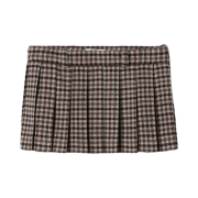 (W) Miu Miu Houndstooth Check Skirt Sand Tobacco
