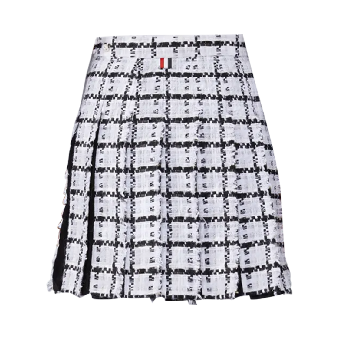 (W) 톰브라운 윈도페인 체크 시폰 트위드 프레이 미니 플리츠 스커트 화이트((W) Thom Browne Windowpane Check Chiffon Tweed Fray Mini Pleated Skirt White) - 2