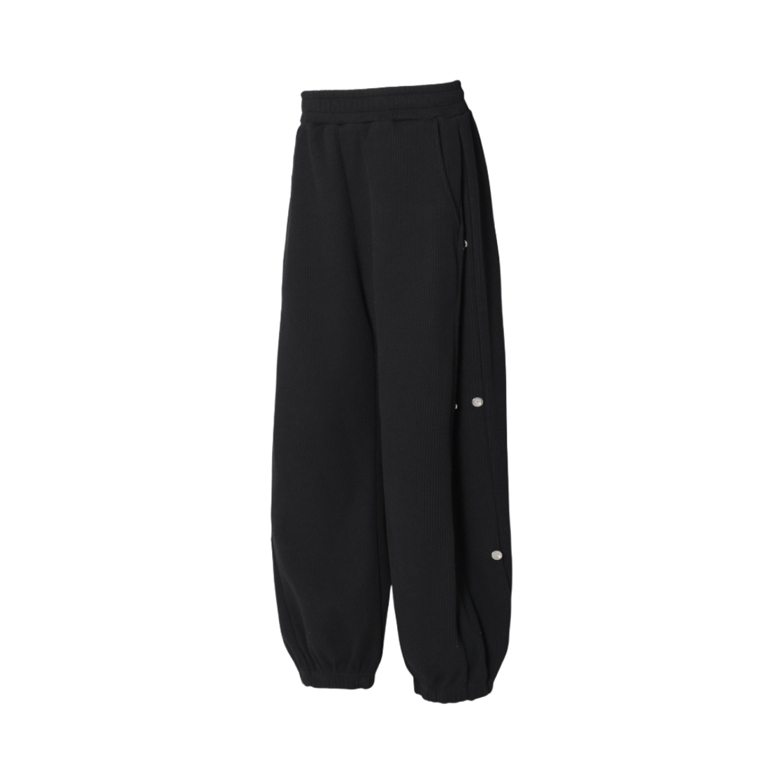 엠제이디 와플 사이드 스냅 와이드 팬츠 블랙(MJD Waffle Side Snap Wide Pants Black) - 1