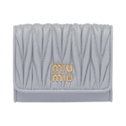 Miu Miu Matelasse Nappa Leather Pocket Card Holder Cornflower Blue